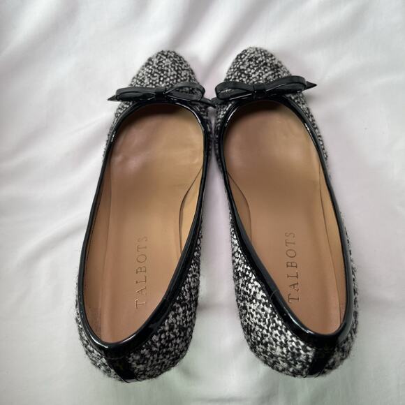 Talbots Womens Pumps Black/White Knit Heels Leather Inner and Soles Size 6.5 EUC - Picture 6 of 13